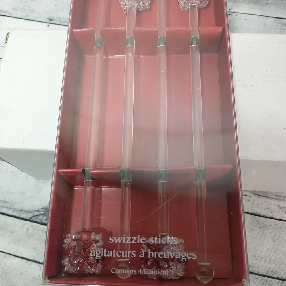 Pier 1 Imports Christmas Tree Glass Swizzle Sticks . Condition is New.